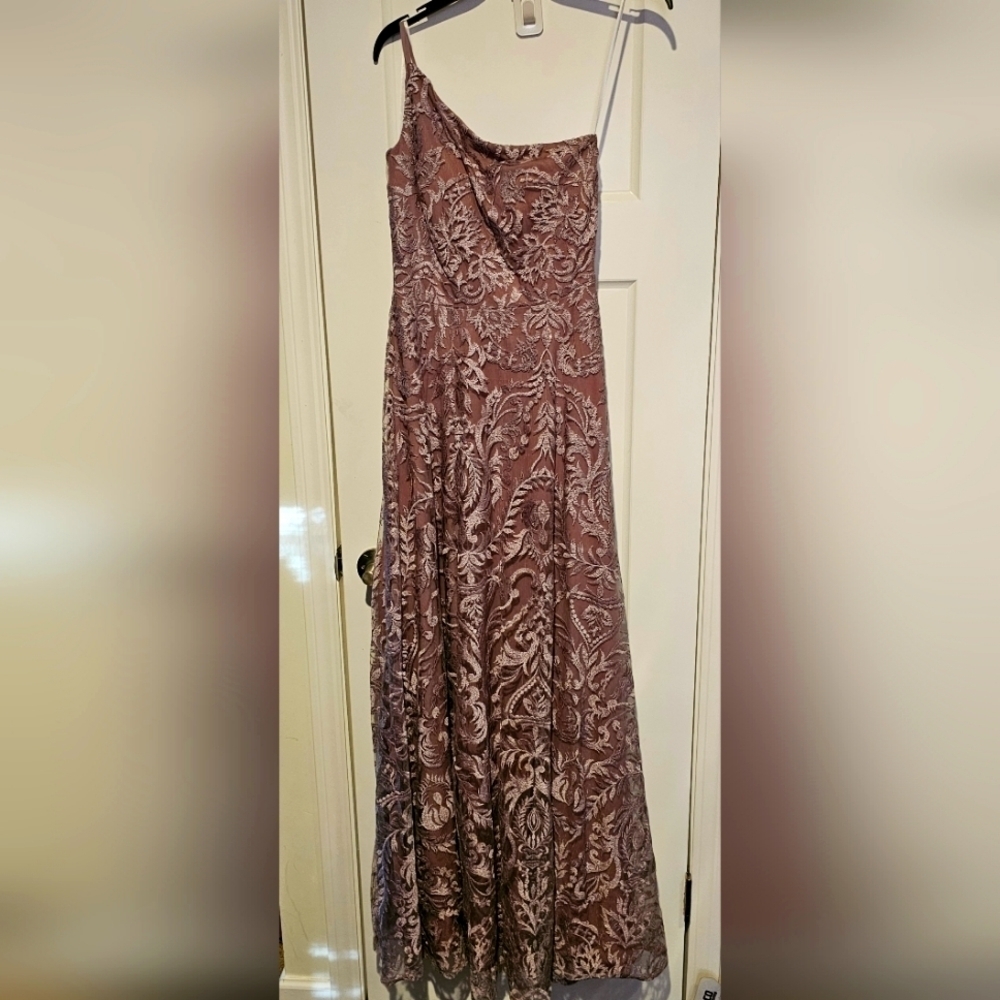 Windsor Purple Lace One Shoulder Gown - Picture 2 of 5